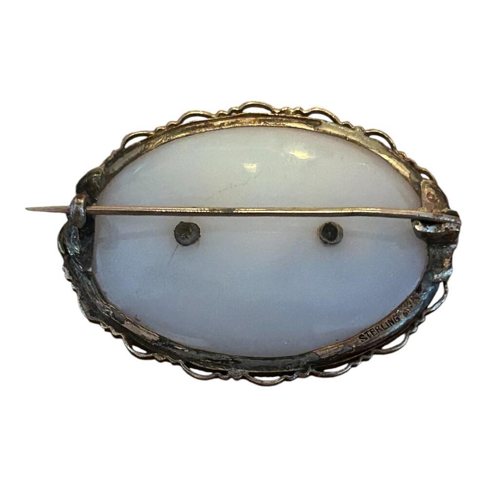 Antique Silver Chalcedony, Connemara Marble, Marcasite Brooch c. 1895–1915 - Picture 3 of 7